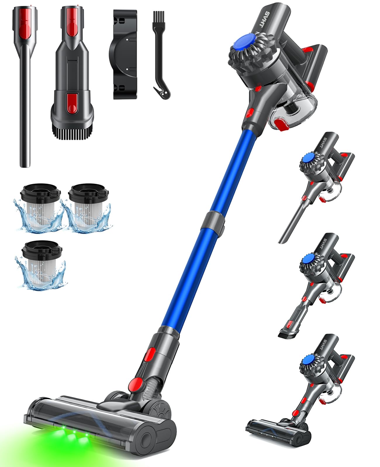 SVHT V15 Cordless Vacuum Cleaner, 450W 45Mins Powerful Vacuum Cleaners for Home, Lightweight Stick Vacuum with Advanced Green Li
