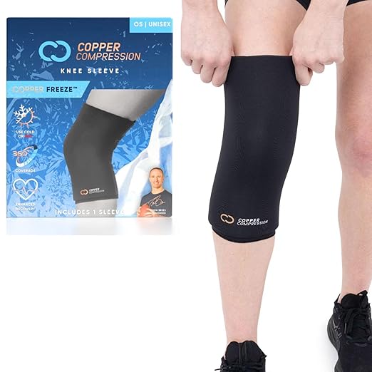 Copper Compression CopperFreeze Knee Sleeve – Hot & Cold Therapy Support for Pain, Swelling, and Injury Recovery – 360° Co...