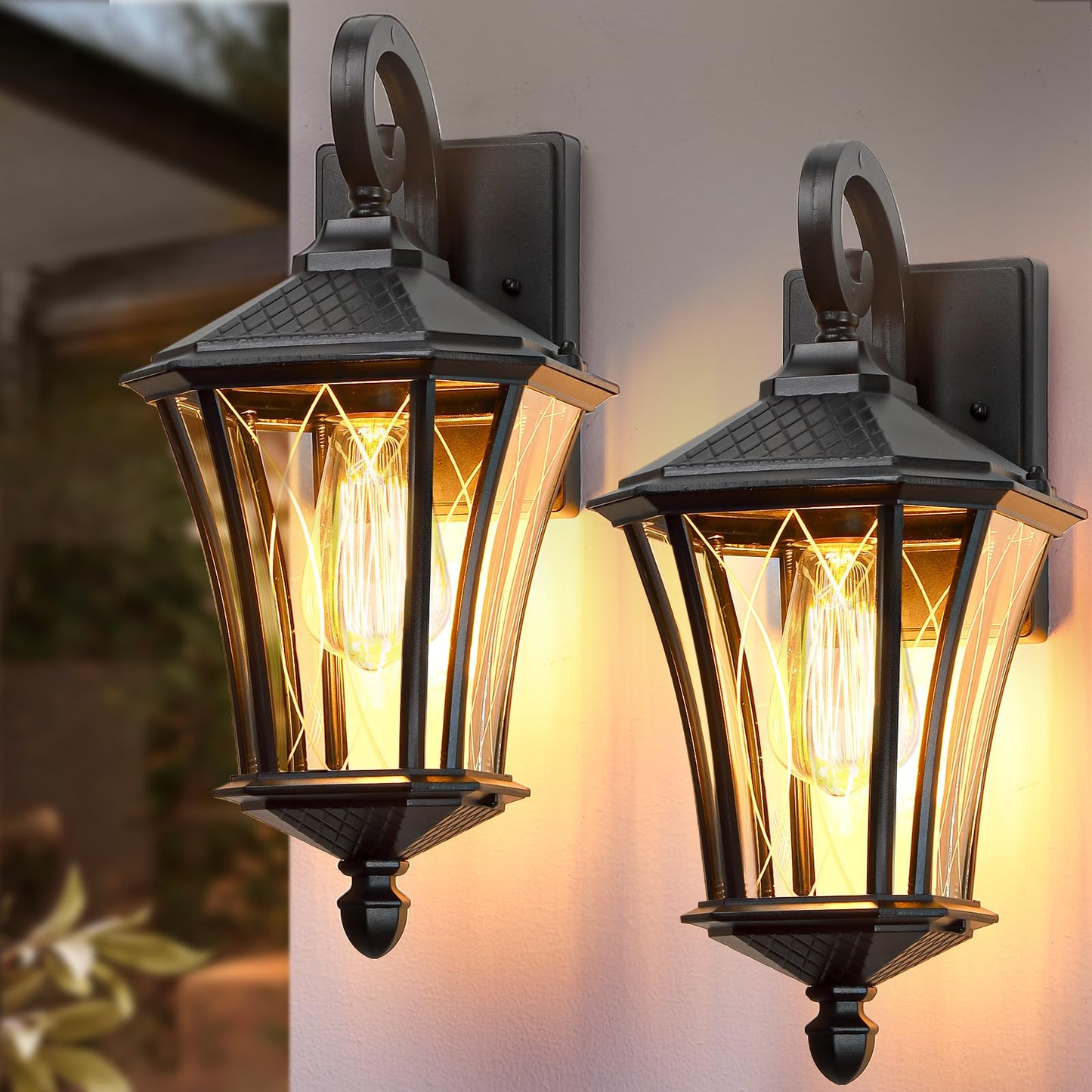 Ysn 16 Large Outdoor Wall Lights 2 Packs  Black Exterior Lighting Fixture Outdoor Sconce Lights  Waterproof Outside Lights For House With E26 Socket  Outdoor Lanterns For Porch  Garage  Farmhouse