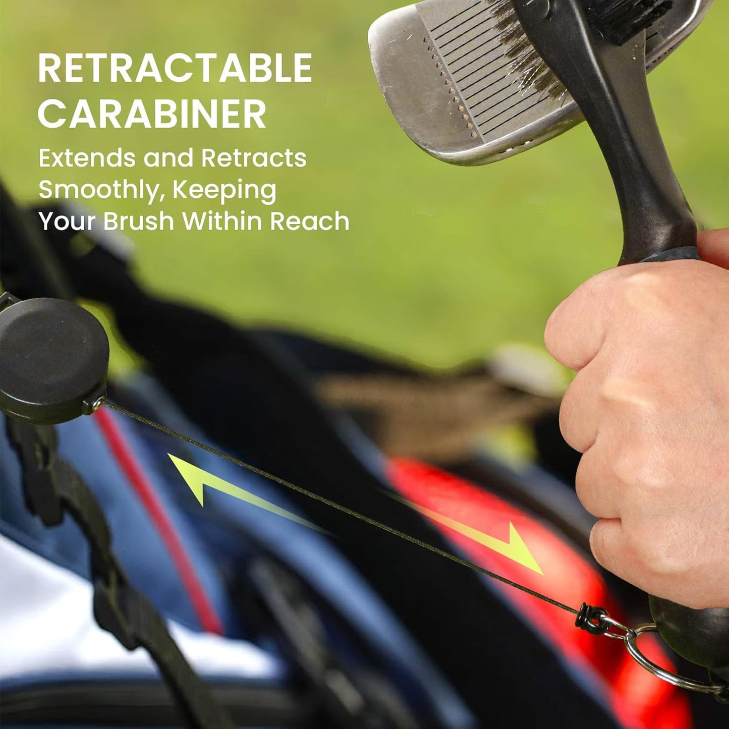 FINGER TEN Retractable Golf Club Cleaner Brush with Magnetic Clip, Durable Nylon Groove Scrub Iron Sharpener Compact Design, Portable Wire Tool for Golf Club Ball Bag Cleaning