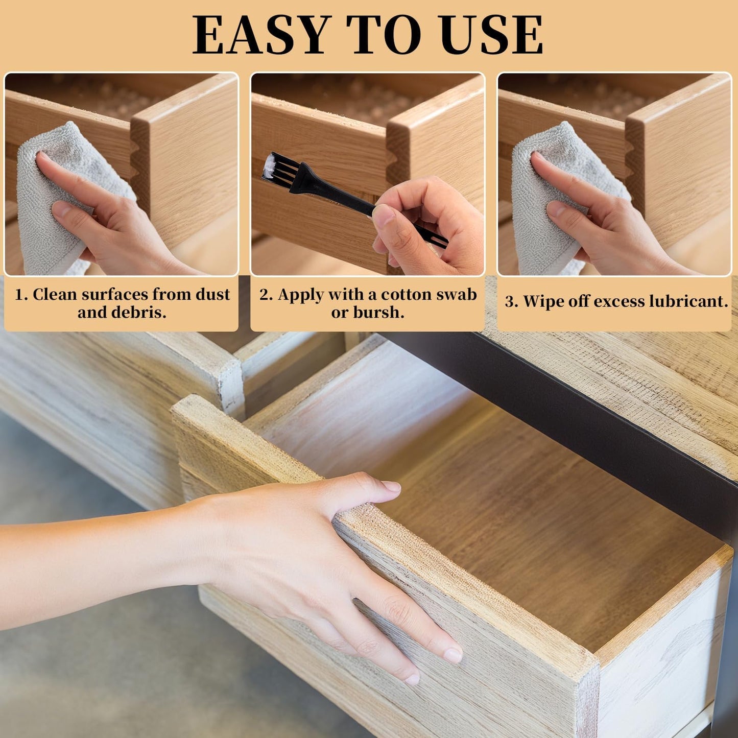 ZDBB Wood Drawer Wax Lubricant Paste Door-Ease Lubricant Wear-Resistant Eliminate Sticking Noise Loosen Drawer Slide Grease for Wood Furniture, Window Track, Sliding Glass Doors, Hinges, 1 oz 1-Pack