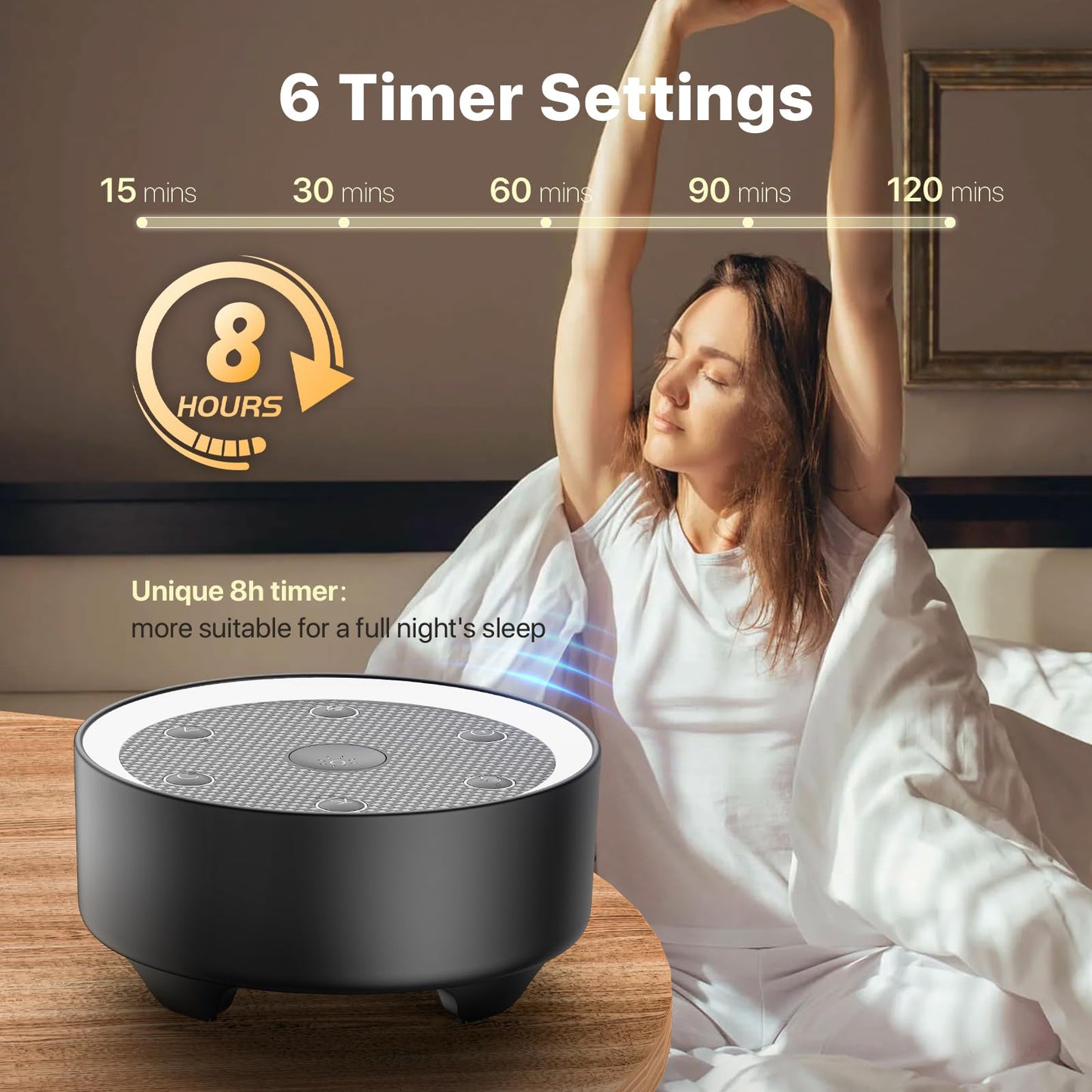 Kipcush Sleep Sound Machine - 24 High-Fidelity Non-Looping Sounds, Portable White Noise Machine for Baby, Kids & Adults, Dimmable Night Light, 6 Auto-Off Timers, USB Powered for Travel, Home & Office