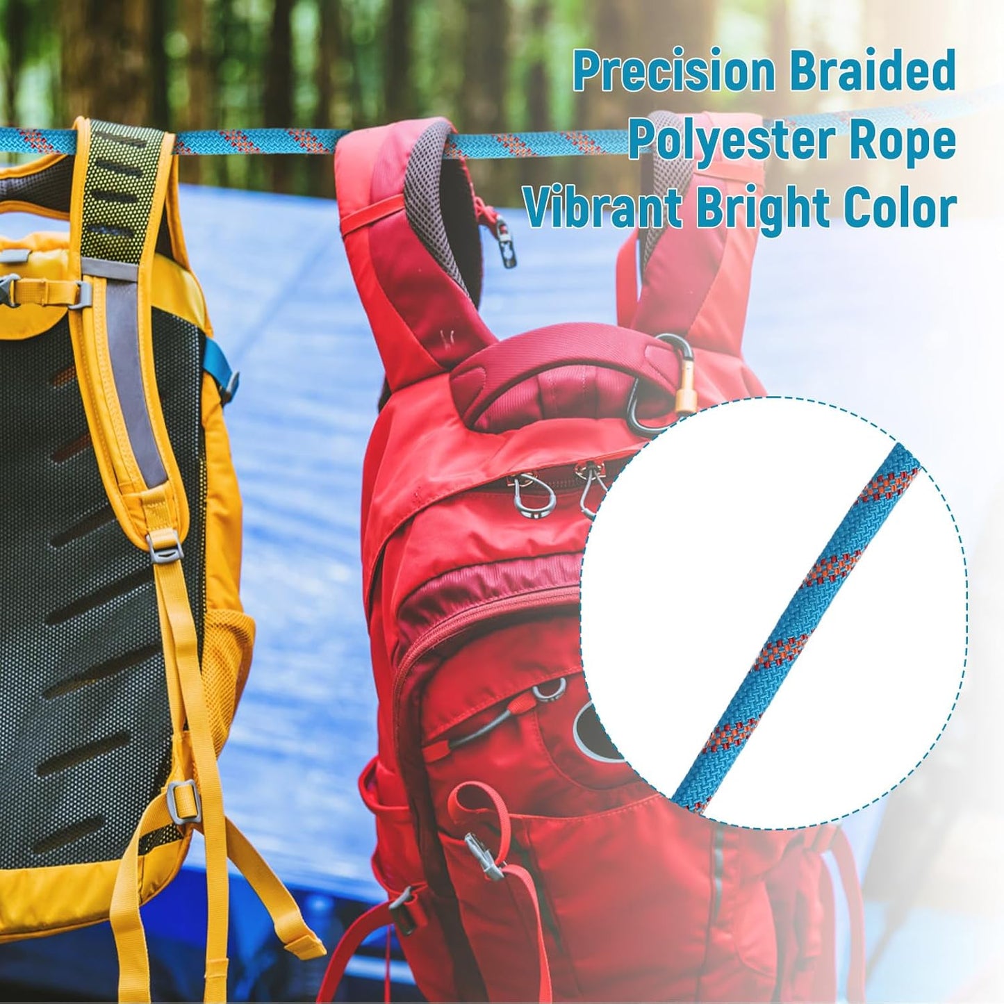 Arborist Rope Climbing Rope Outdoor Rope Sailing Rope Heavy Duty Rope 1/2 Inch Rope 48 Strands Bull Rope for Construction Climbing Swing Sailing