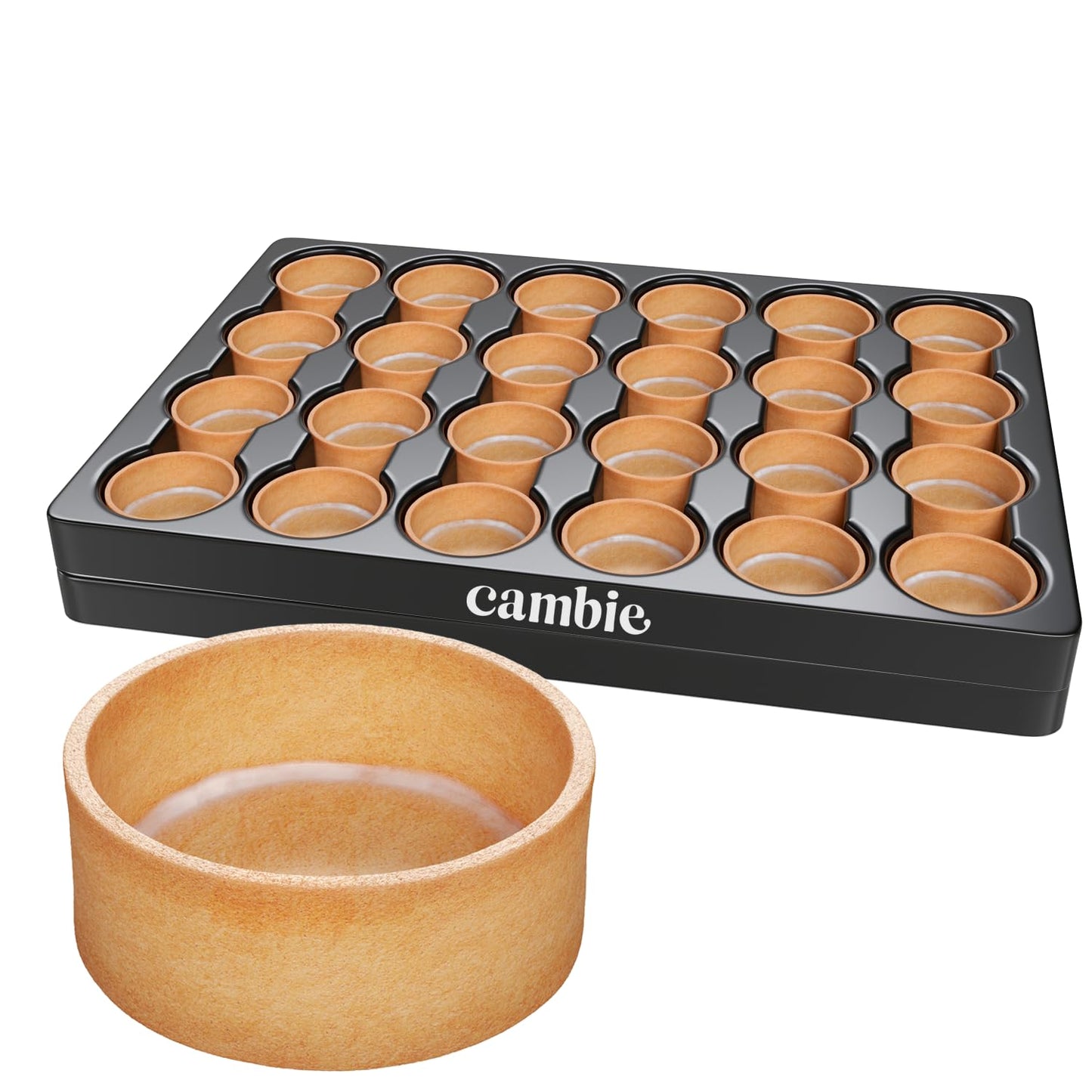 Cambie Sweet Round Mini Tart Shells  1.38 Diameter  French Style Tart Shells with White Chocolate Coating (Pack of 96)