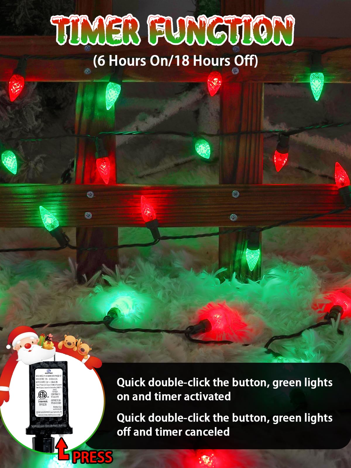 240 Led 78Ft C6 Christmas String Lights  Super Long Christmas Lights Outdoor Indoor With 13 Modes & Timer  Waterproof Fairy Twinkle Light Plug In For Tree Garden Party Xmas Decorations (Red & Green)