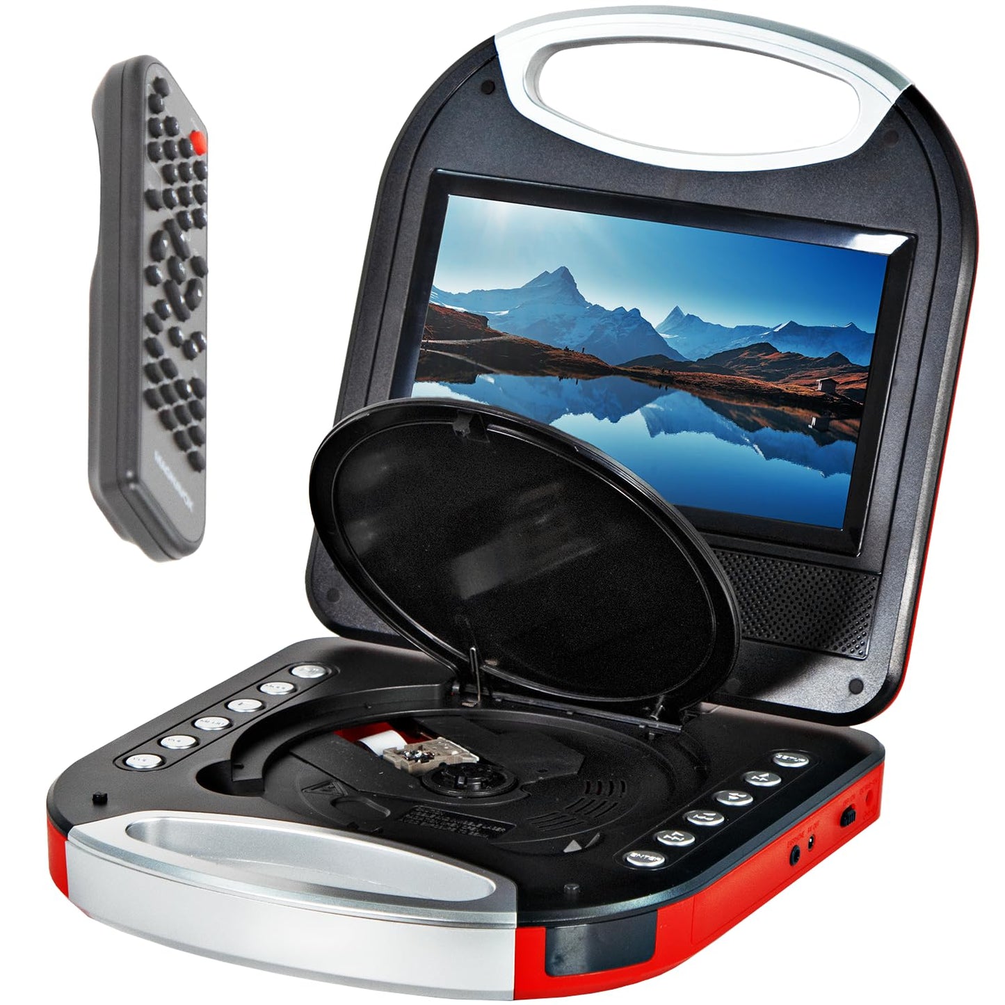 Magnavox Mtft750-Rd Portable 7 Inch Tft Dvd/Cd Player With Remote Control And Car Adapter In Red | Rechargeable Battery | Headph
