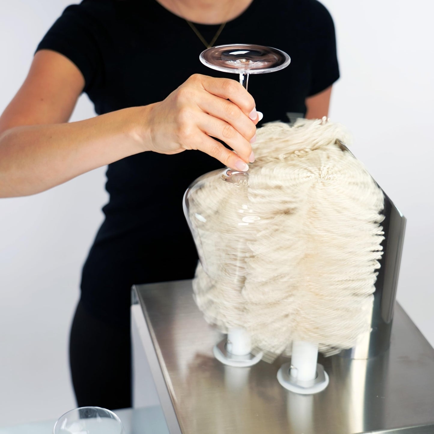 Commercial Wine Glass Polisher Machine - Electric Glass Polishing Machine with 3 Cloth Polishers - Stainless Steel Glass Polisher for Wineries, Bars, and Restaurants and More