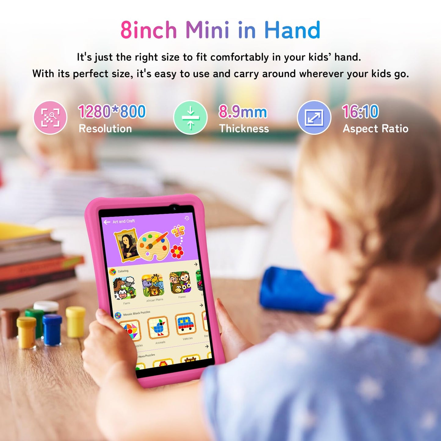 Umidigi Tablet, 8 Inch Android 14 Tablets For Kids, 7(3+4) Gb+32Gb/Tf 1Tb, Toddler Tablet With Kids Case, Wifi 6, Parental Contr