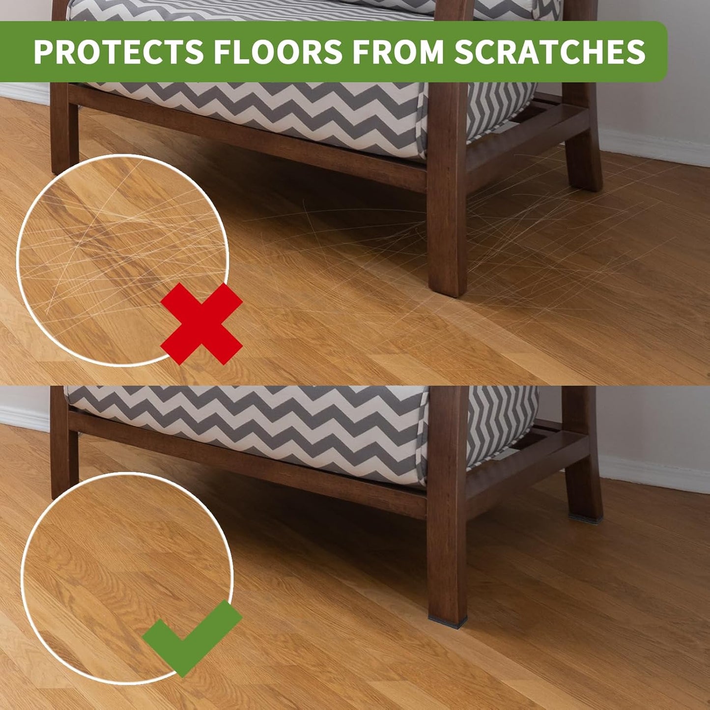 Non Slip Furniture Pads 24 PCS 1 1/2'' Square - Anti Slip Furniture Pads - Self Adhesive Rubber Feet Furniture Feet - Chair Leg Floor Protectors - Keep Furniture in Place