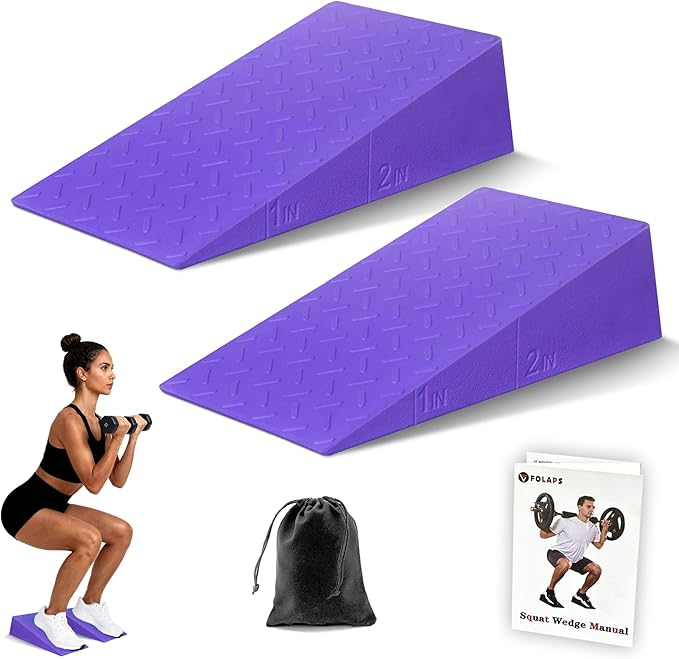 Folaps Squat Wedge with Step-by-Step Guide: 15-Degree Non-Slip Blocks for Deep Squats Lower Body Exercises - Improve Stren...