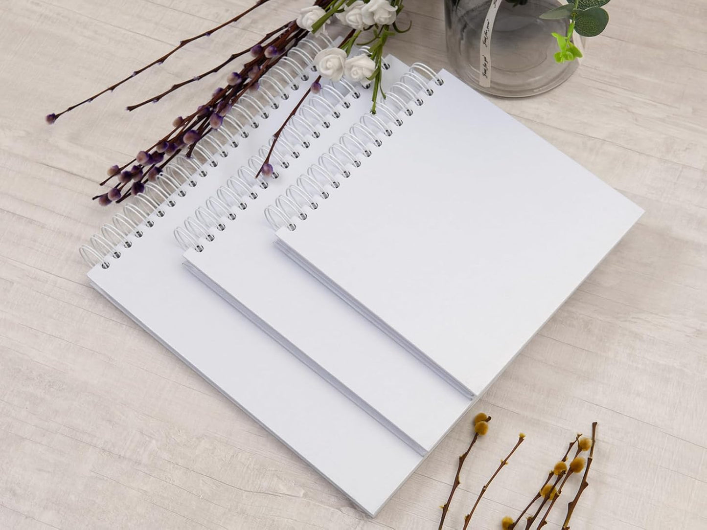potricher 10 x 10 Inch DIY Scrapbook Photo Album 80 Pages Thick Kraft Blank White Paper Memory Book for Wedding and Anniversary Family (White, 10 Inch)