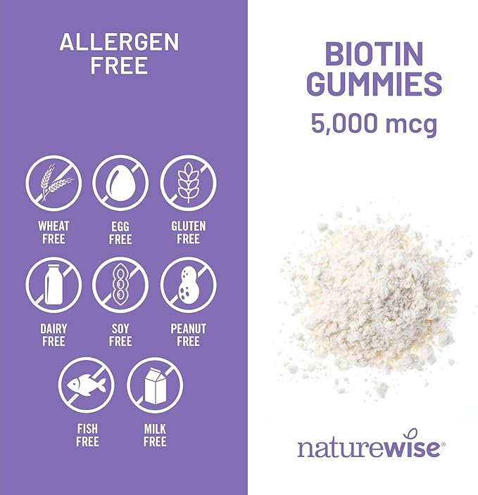 NatureWise Biotin Gummies - Supports Healthy Hair, Skin and Strong Nails - Vitamin B7 5000mcg - Natural Beauty - Strawberry-Kiwi Flavor - Vegan, Non-GMO, Gluten Free - 180 Count[90 Day Supply]