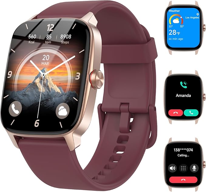 Smart Watches for Women Men with Bluetooth Call & AI Voice, 1.85" HD Fitness Tracker with Heart Rate SpO2 Sleep Monitor, 1...