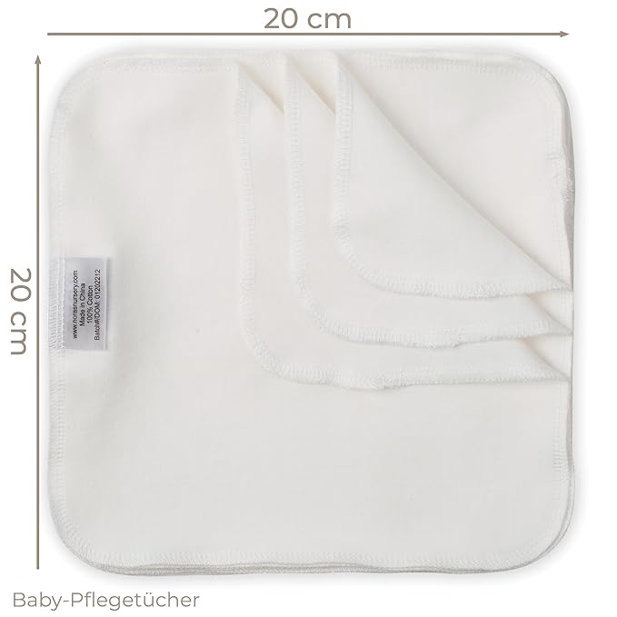 Nora's Nursery Reusable Baby Wipes, 100% Cotton Washcloths, Soft and Absorbent Towels for Newborn Bath and Face, Includes 20 Wipes with 1 Waterproof Pod for On-The-Go Moms, Ideal for Sensitive Skin