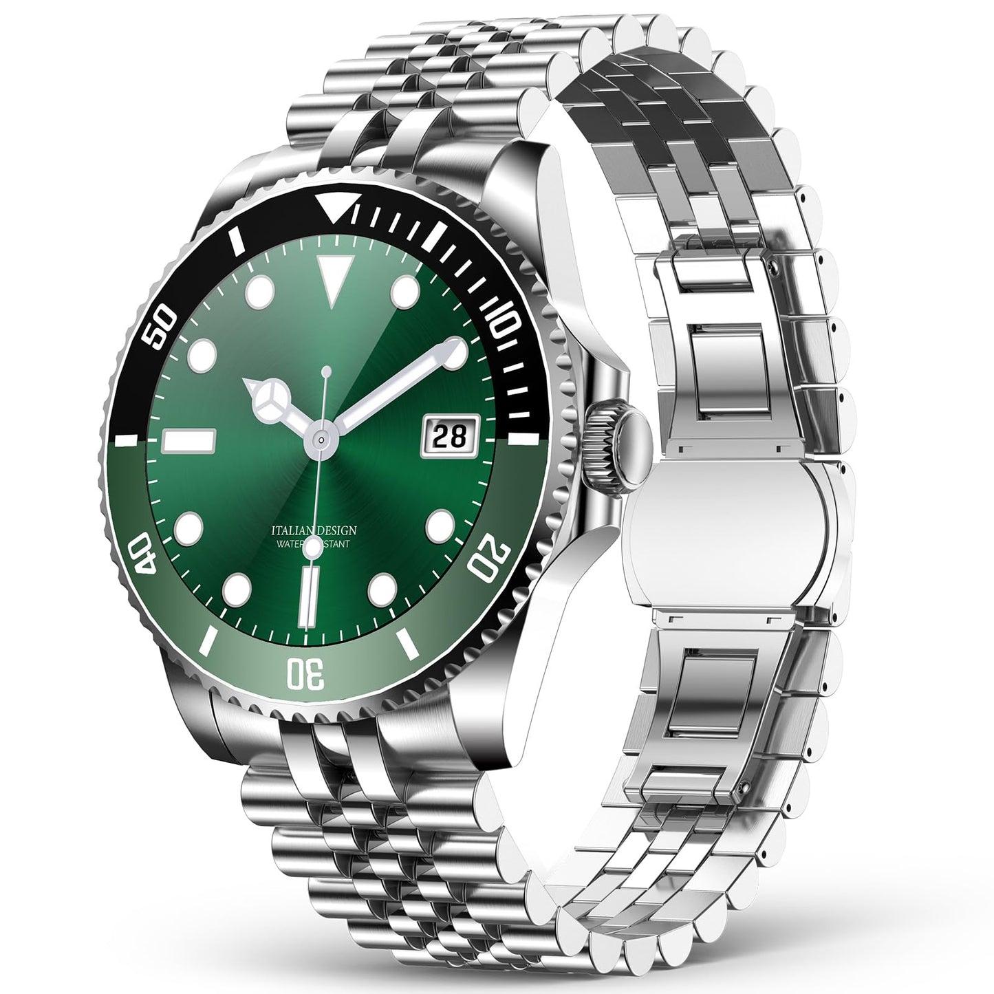 2025 DA GPT Smart Watch for Men, Heart Rate, Blood Pressure, Blood Oxygen, Sleep Monitor, 107 Sports Modes, 1.19-inch AMOLED Display, Waterproof Round Watch, Compatible Android iOS Silver Green