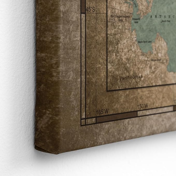 Canvas World Map with Cork Pin Board - English Lettering - Decorative Wall Decoration for All Rooms - Canvas Pictures with World Map Motif (90x60 cm, Pattern 12)