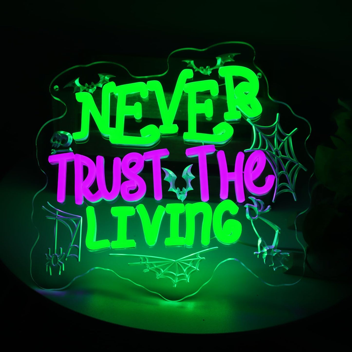 KODGGHK Neon Wall Sign, LED Halloween Decor, Dimmable Switch, 11.8in x 11.8in, Green & Purple, Silicone