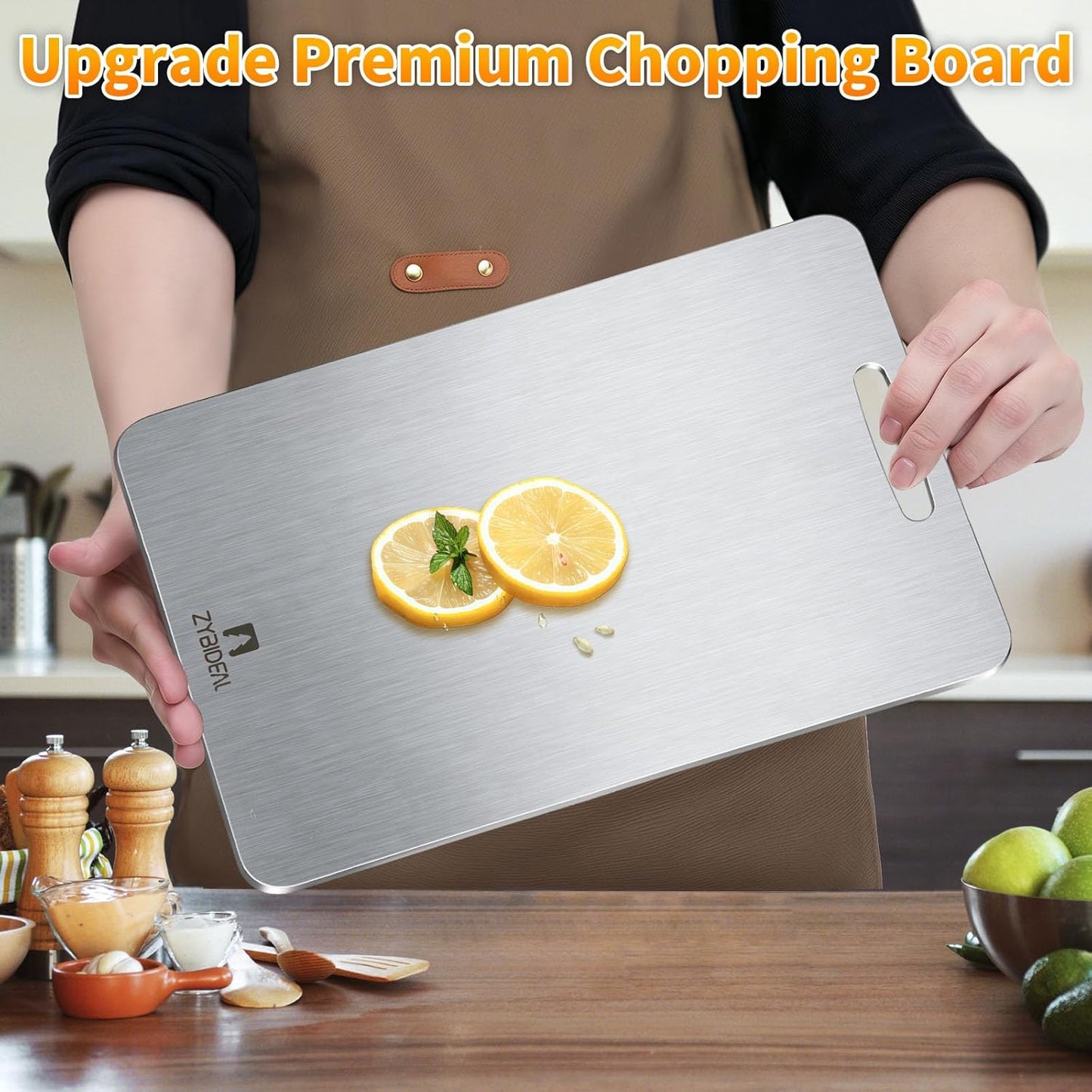 Pure Titanium Cutting Board, Stainless Cutting Boards for Kitchen, Double-Sided Food Grade Chopping for Meat, Vegetable & Fruit (11 * 15IN)