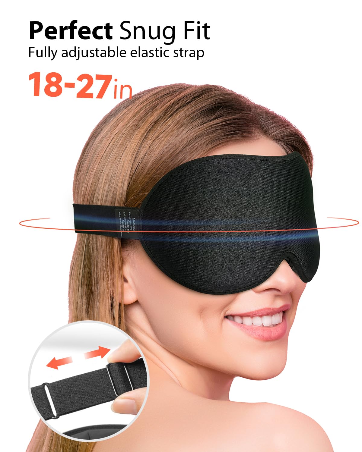 MABAO Weighted Sleep Mask - 100% Blackout Eye Mask for Sleeping for Women Men, 3D Contoured for Lash Extension, Zero Eye Pressure Memory Foam Cover, Soft Gentle Pressure Blindfold for Travel - Black