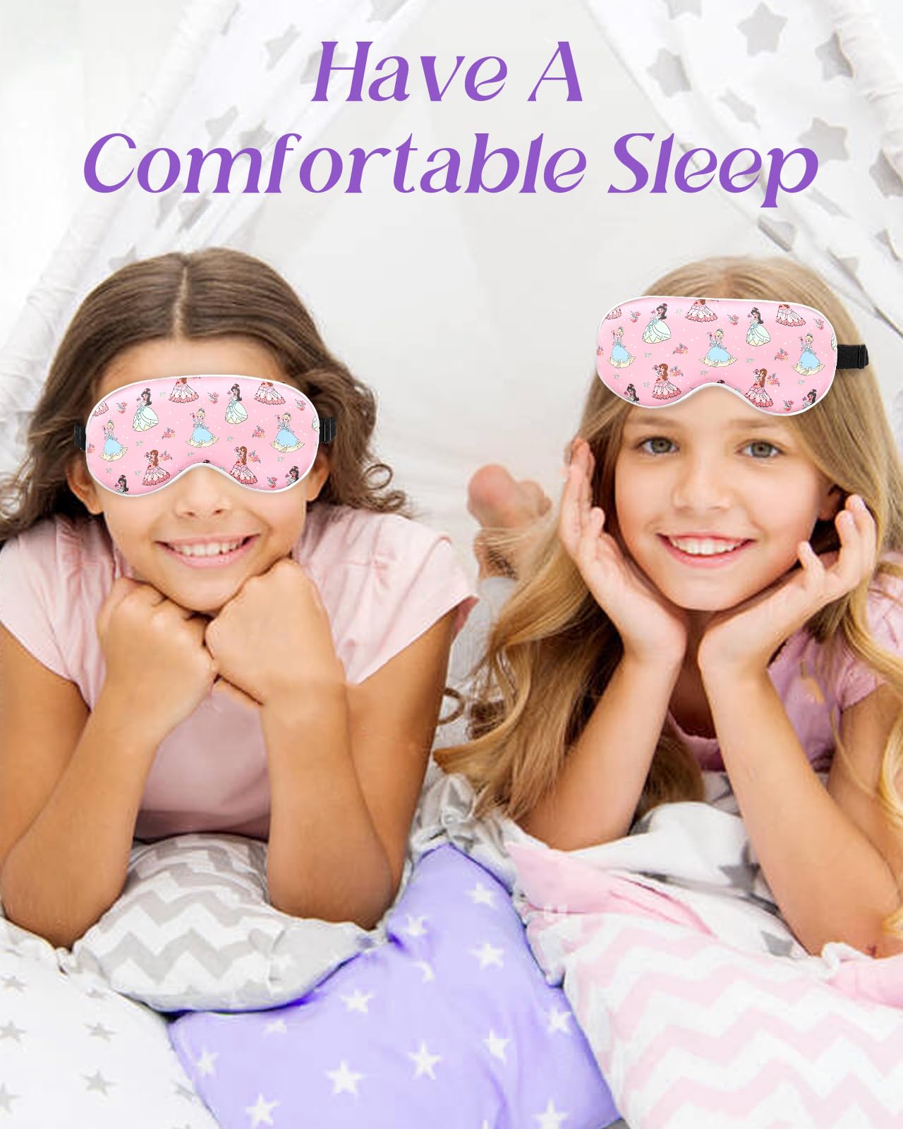 Miss Adola Sleep Mask for Kids - Cute Cartoon Silk Eye Mask for Sleeping with Adjustable Strap Soft Smooth Light Silk Kids Eye Cover for Boys Girls Teens, Flower Girl