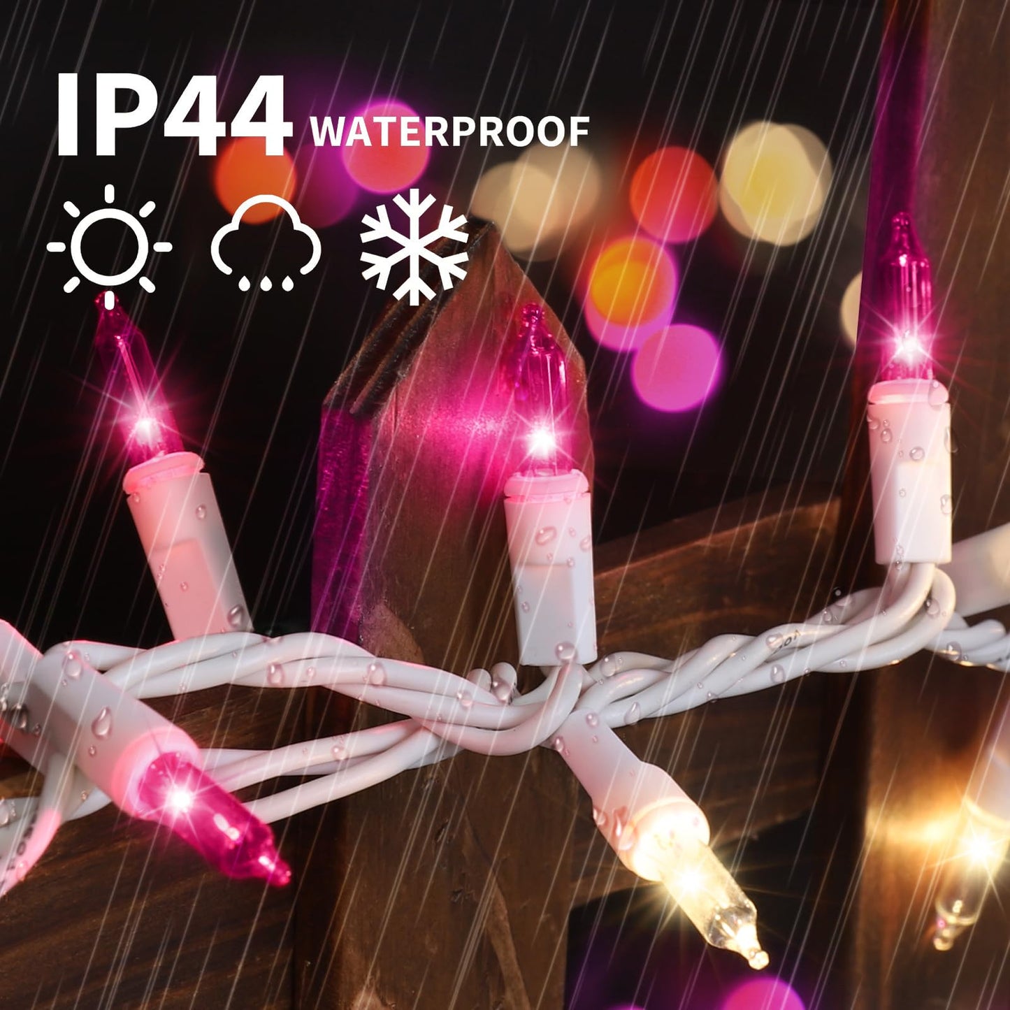 Lamphome Pink Clear Christmas ValentineS String Lights 100 Mini Incandescent Fairy Light Decor 20 Ft White Wire Indoor & Outdoor Party Patio Bedroom  Xmas Tree Garland Easter Holiday Decoration