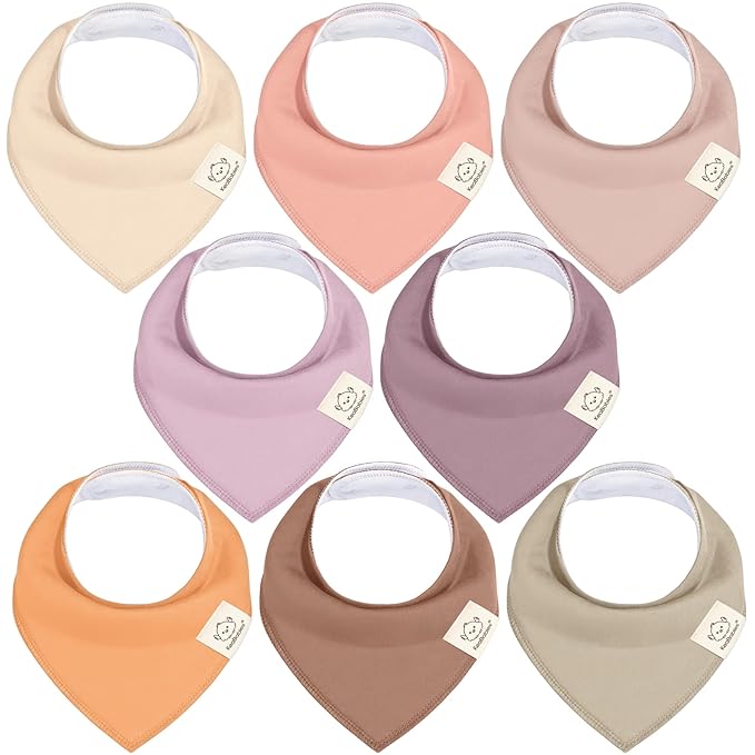 8-Pack Organic Baby Bandana Bibs for Girls - Super Absorbent Triangle Baby Bibs for Drooling and Teething Infant, 100% Cotton Extra Soft for Newborn, Infant 0-36 Months (Mauve)