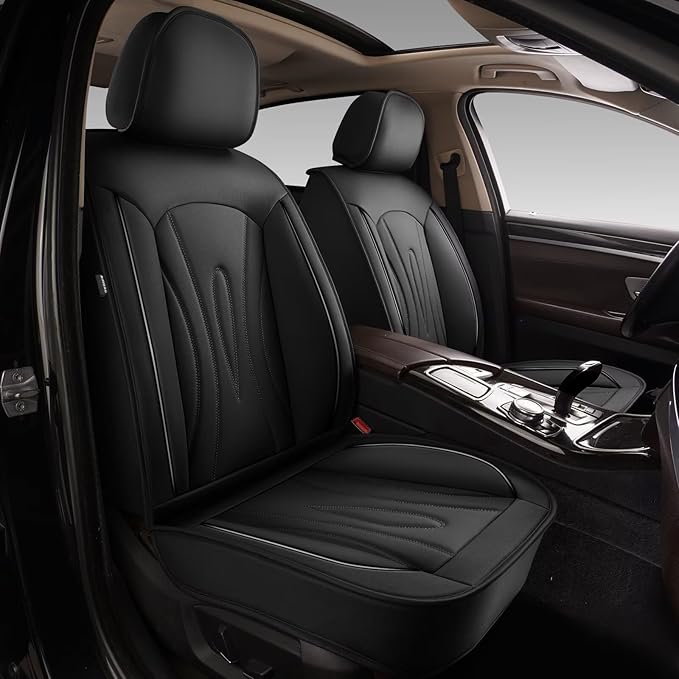 Car Seat Covers Fit for Hyundai Ioniq 5 2022-2024: Faux Leather Front Seat Covers Waterproof Auto Seat Protector with Compatible Airbag(2 Seats, Black)