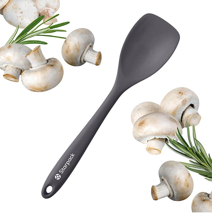 Starpack 'The All Rounder' Premium Silicone Spoonula - Upto 600F Heat Resistant Non Stick Grey 10" Silicone Spoonula Spatula for Cooking - LFGB Grade, Dishwasher Safe Kitchen Spoon Spatulas