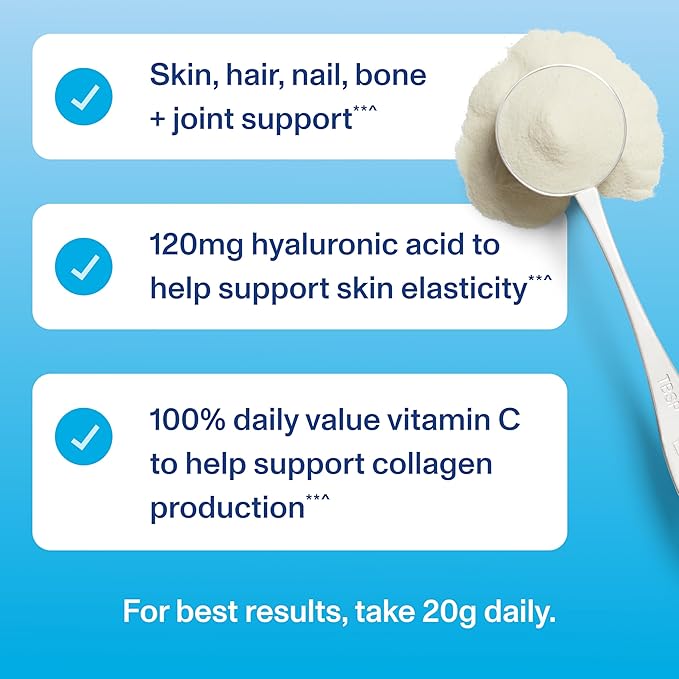 Vital Proteins Collagen Peptides Powder Advanced with Hyaluronic Acid & Vitamin C - 20oz Collagen Protein, Unflavored, 28 Servings