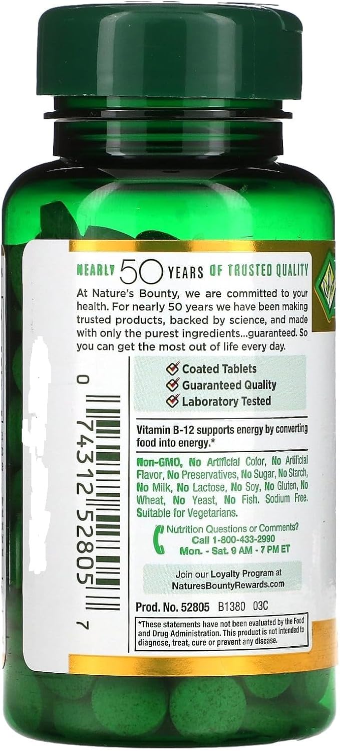 Nature's Bounty Vitamin B-12 1000 mcg Tablets 100 ea (Pack of 4)