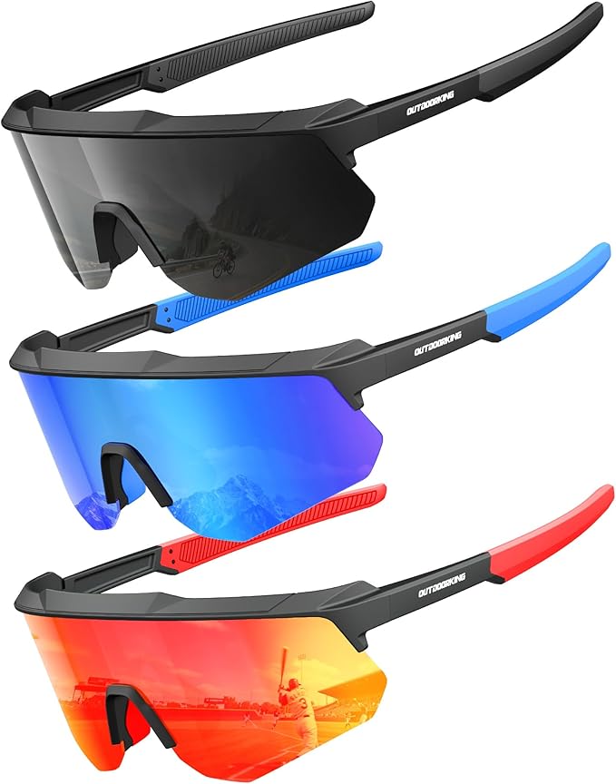 QALLY Polarized Sport Sunglasses Men Women Bike Sunglasses for Men Cycling UV Protection Baseball Running 3 Packs