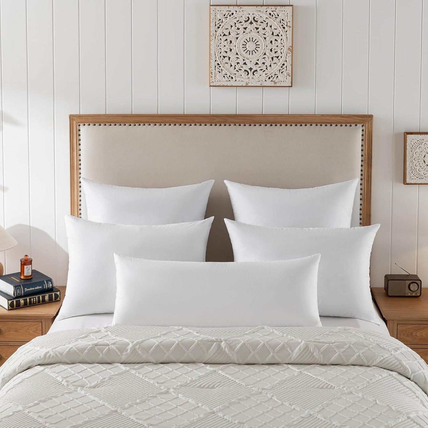 Euro Pillow Inserts 28x28 - Down Feather Pillow Inserts-Cotton Fabric-Set of 2-White.