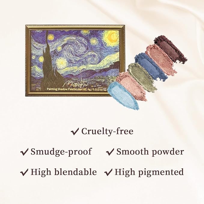 MilleFée Painting Shadow Palette 08 The Starry Night, Eyeshadow Palette, Warm Deep, Cruelty-Free, Smudge-Proof, Smooth Powder, High Blendable, High Pigmented