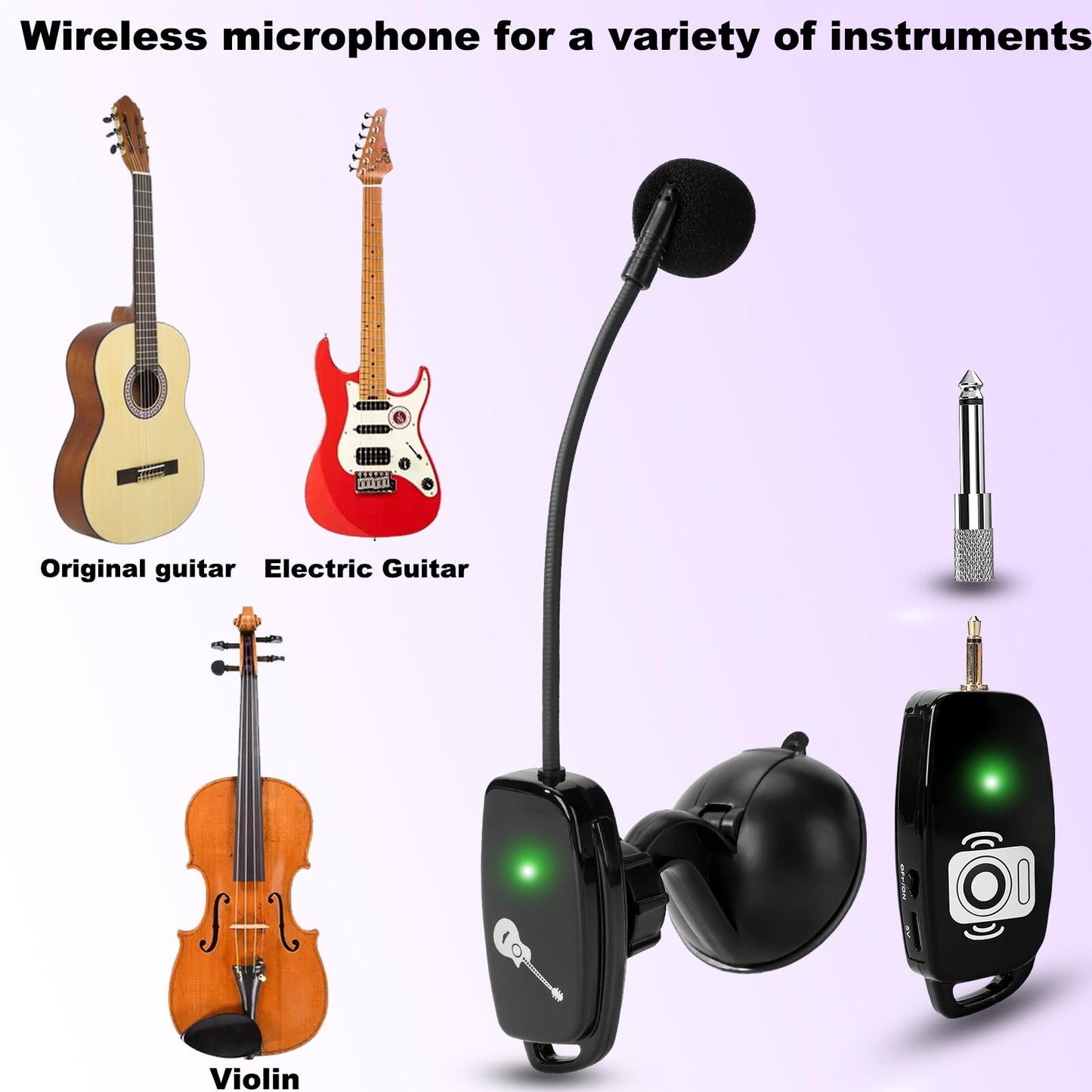 SAYTINAI Wireless Instrument Microphone System, 2.4G Cordless Clip-on Mics, Black, Model 2.4G MIC W 05 for Musicians and Performances