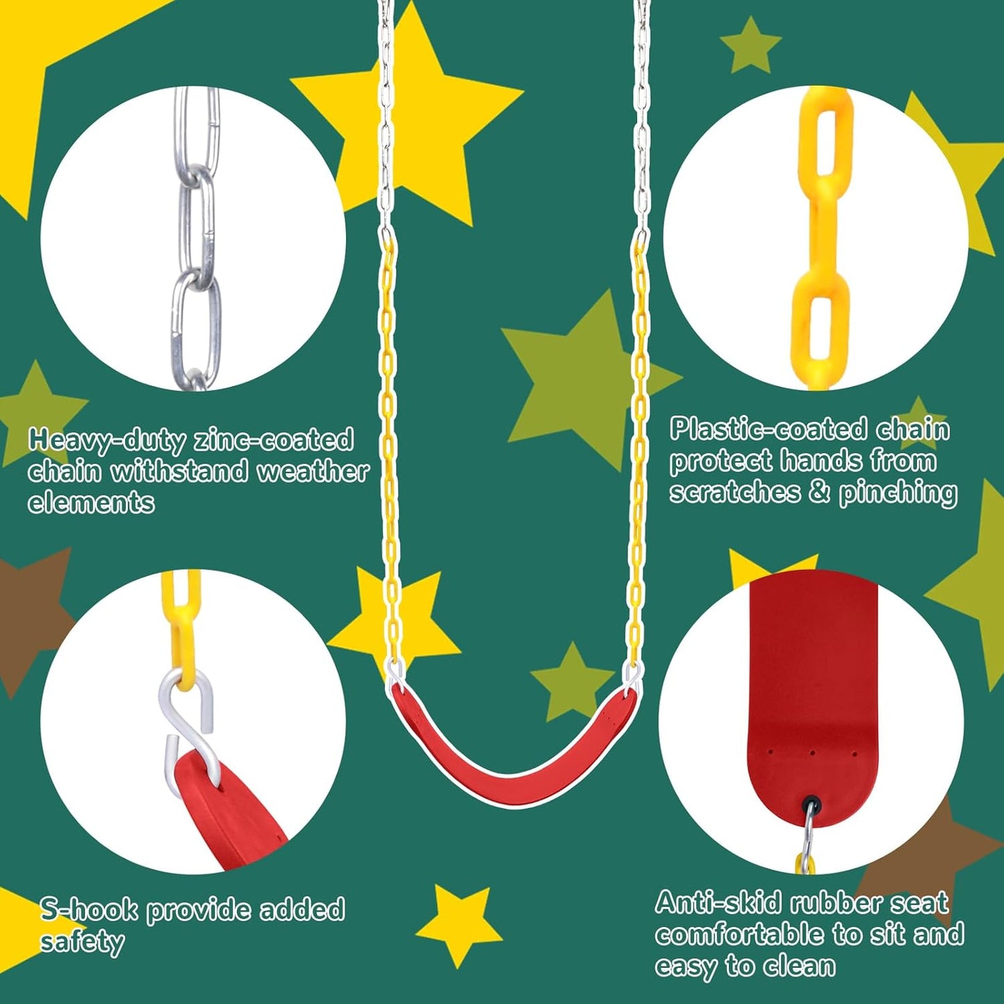 ZNCMRR Tree Swing Climbing Rope, Heavy Duty Swings Seat Replacement for Kids Disc Rope Climbing Swings Seat for Tree Indoor Outdoor Playground Swing Set Accessories(Red)