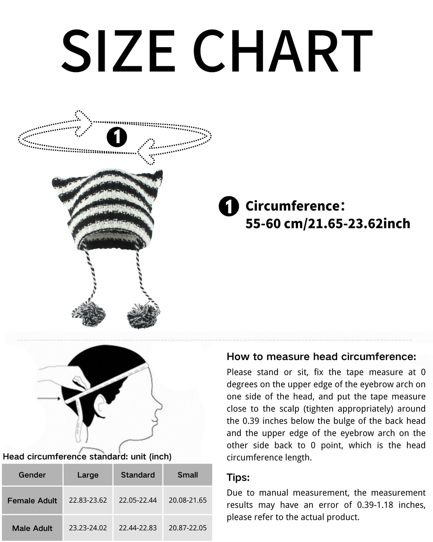 yolrdiw Grunge Emo Clothes Accessories Cute Cat Ear Hat Striped Crochet Y2k Beanie Black Red