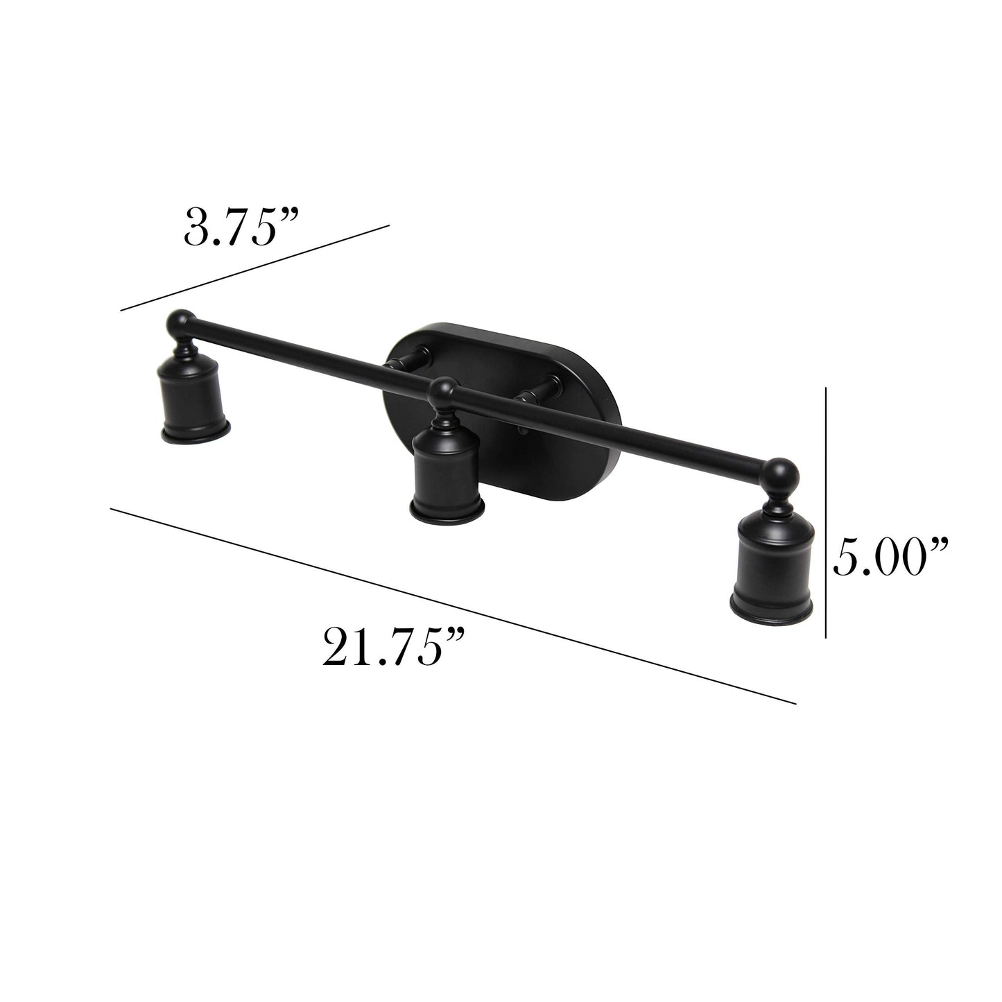 Elegant Designs VT1015-BLK Vanity Light, 3-Light, Iron, Matte Black, Exposed Edison Bulbs