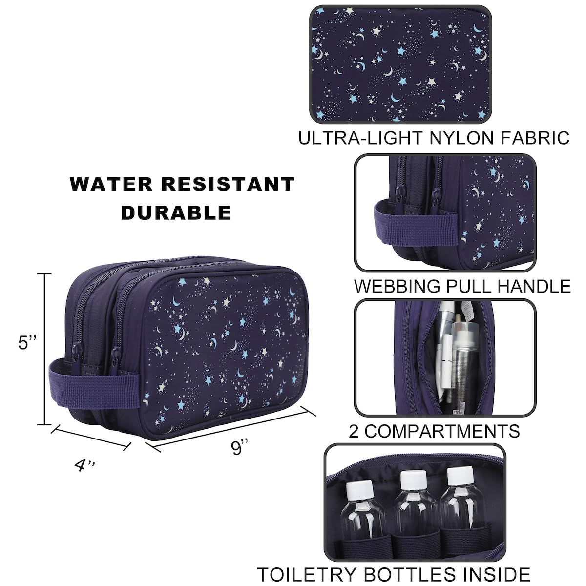 Bioworld Night Sky Dual Compartment Navy Toiletry Cosmetic Kit