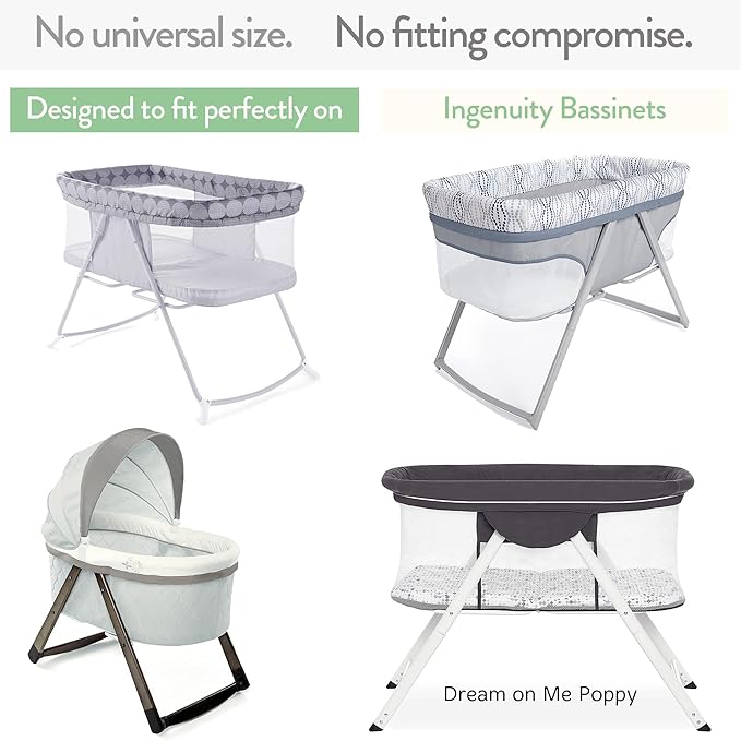 Bassinet Fitted Sheets Compatible with Ingenuity Foldaway Rocking, Dream & Grow, Poppy Traveler Bassinet – Snuggly Soft 100% Jersey Cotton – Farm Animals – 2 Pack