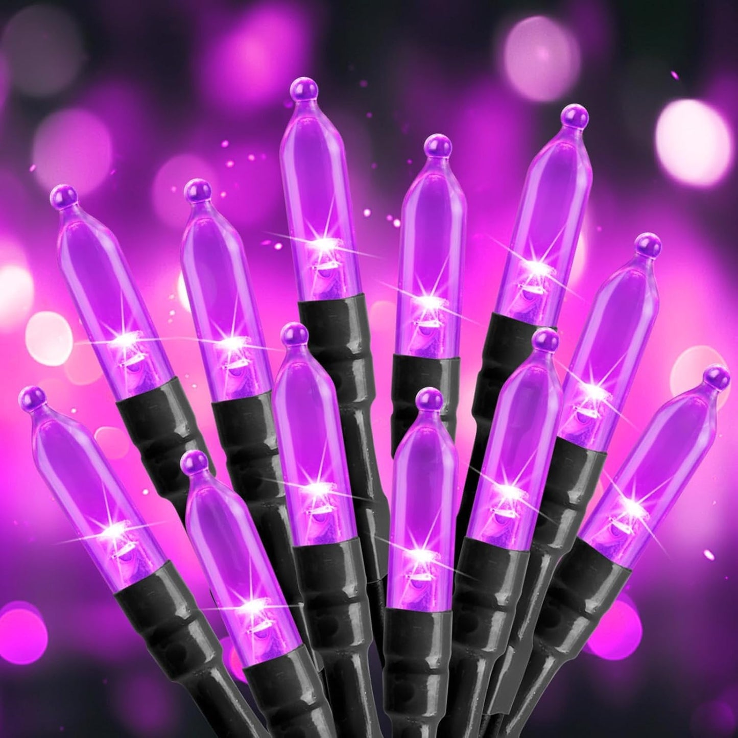 Brightown Battery Operated Purple Indoor String Lights, 20 LED, 8 ft with Timer for Halloween and Christmas Decorations