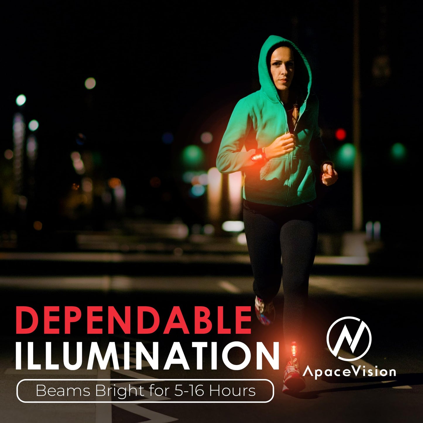 Apace Vision USB Rechargeable LED Safety Light 2 Pack - Super Bright Orange Bike Tail Light for Joggers and Pets