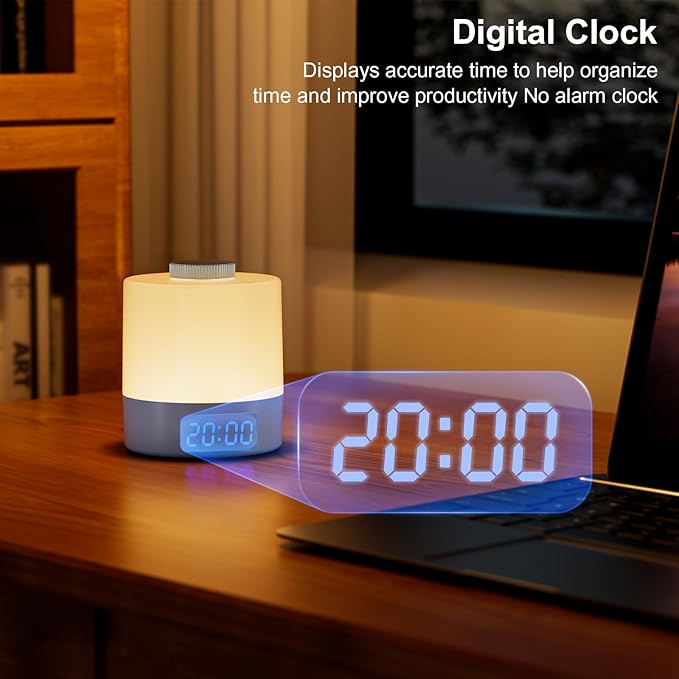 Wobane Night Light for Kids, 3 Colors Dimmable Baby LED Lighting, 3600mAh Battery Rechargeable with Digital Time, Portable Bedside Lamp for Nursery, Breastfeeding, Adults, Blue