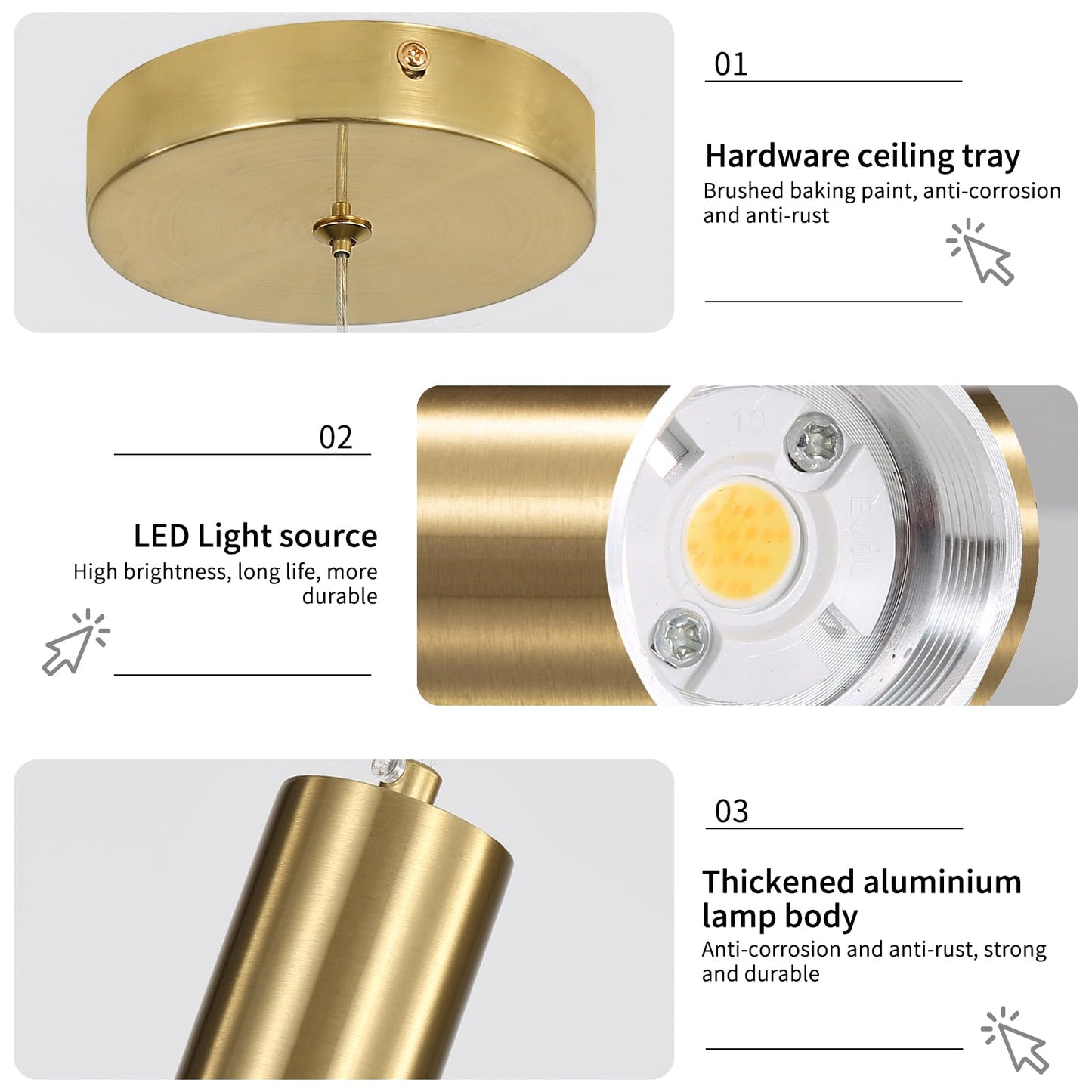 3 Pack Modern Kitchen Island Hanging Light  Gold Led Pendant Lights Fixture  Bubble Acrylic  3 Color Temperatures  Mini Ceiling Chandelier Lighting For Dining Room  Bedroom  Foyer Entrance  Cafe Bar