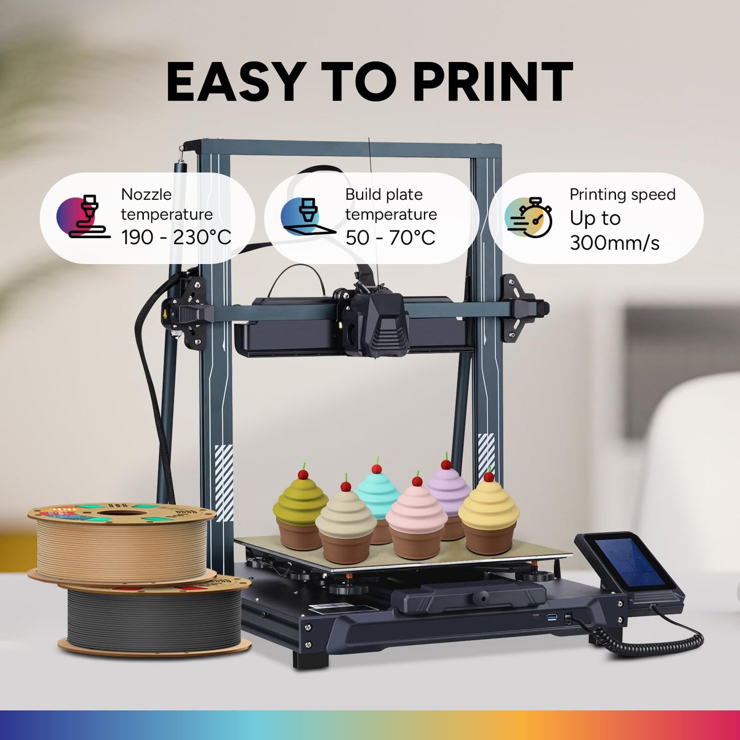 OVERTURE Matte PLA 3D Printer Filament 1.75mm, Matt Surface & Low Warping Filament 1kg Spool (2.2 lbs), Accuracy +/- 0.02 mm, Fit Most FDM Printers (Matte Light Brown)