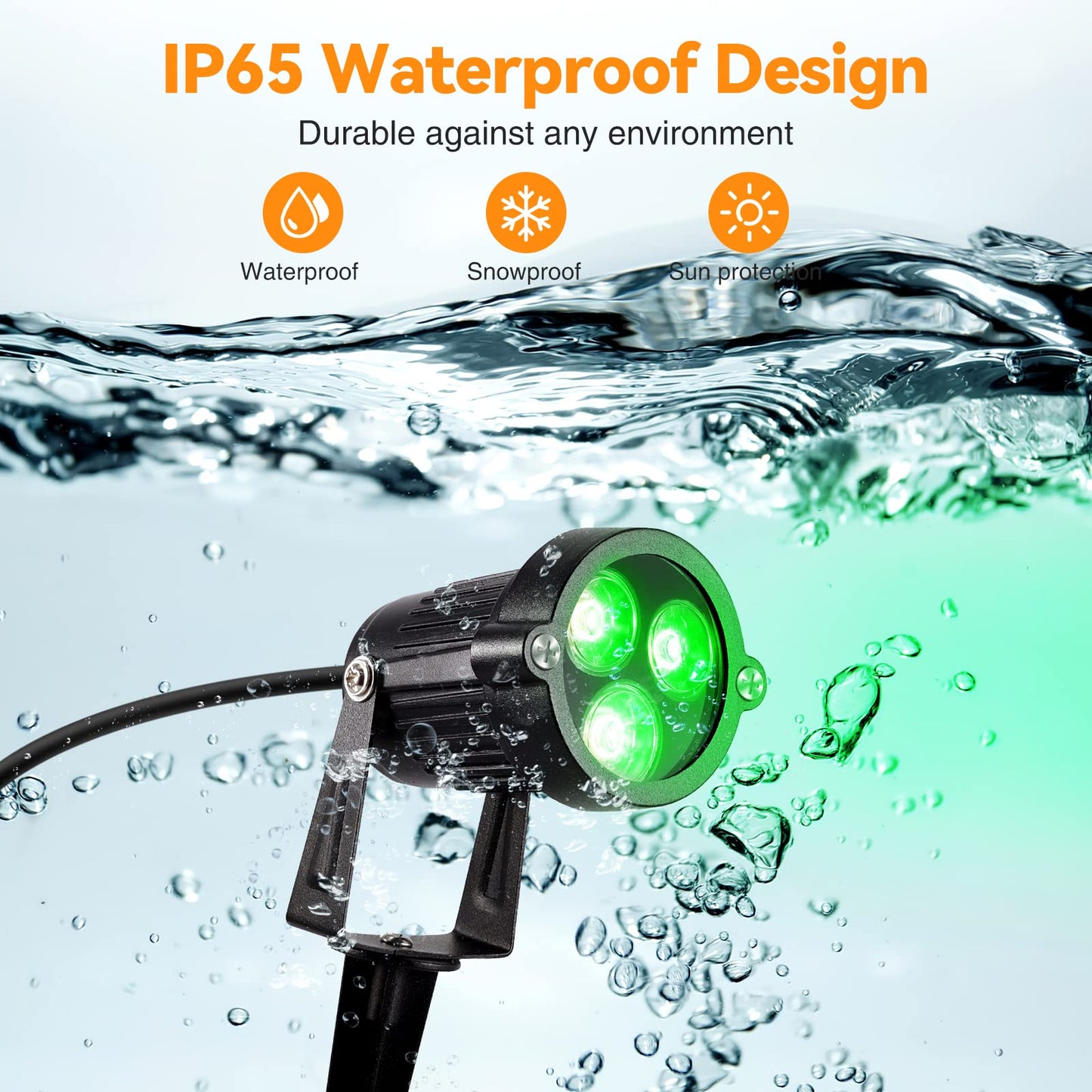 LemonBest LED Landscape Lamp 4-Pack, Green Light, Aluminum, Model LMT-L0446-04, Outdoor Water-Resistant Path Lighting
