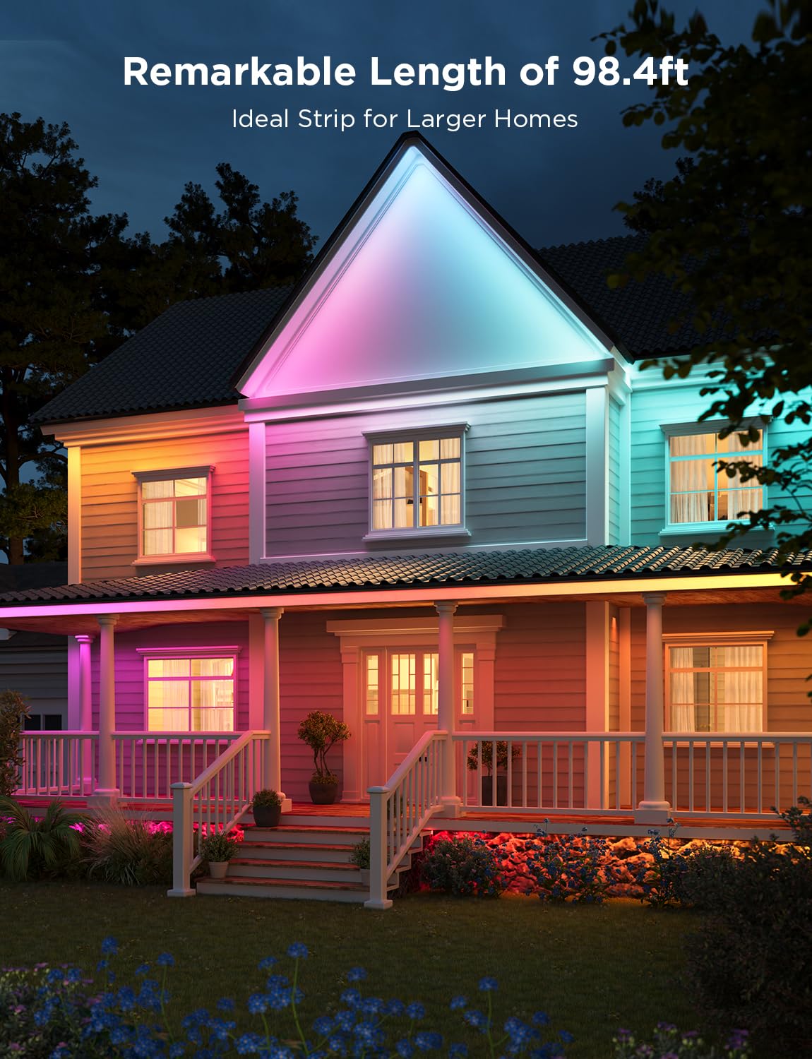 Govee 98.4Ft Outdoor Led Strip Lights, Smart Rgbic, Ip65 Waterproof, Works With Alexa & Google Assistant, Multicolor