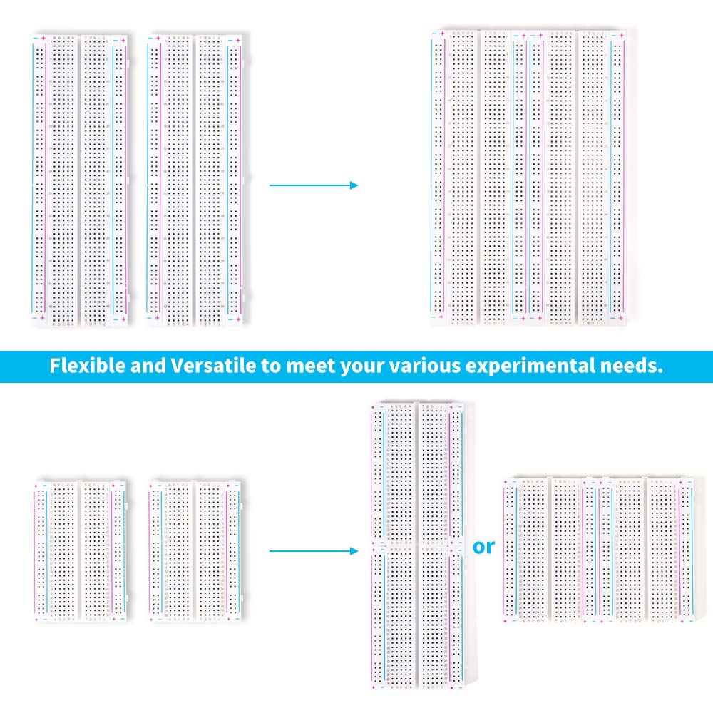 4PCS Breadboards Kit Include 2PCS 830 Point 2PCS 400 Point Solderless Breadboards for Proto Shield Distribution Connecting Blocks