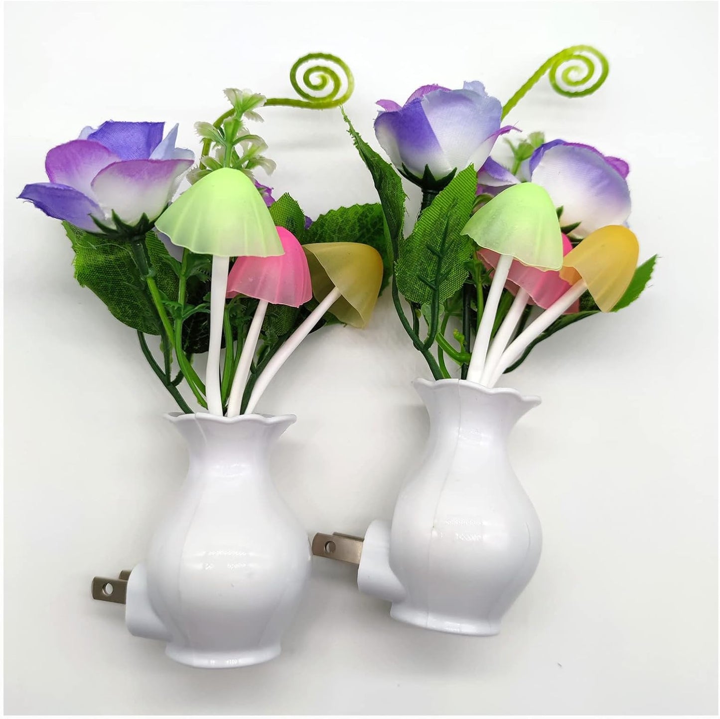AUSAYE 2Pack Led Night Light Plug in Sensor Light, Energy Saving Lamp Dream Nightlight Rose Flower Mushroom Night Lights for Kids Adults Bedroom,Bathroom,Living Room,Stairs, Kitchen,Hallway