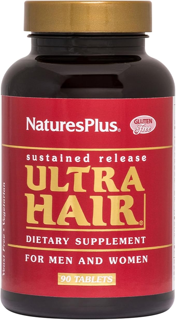 Natures Plus Ultra Hair, Sustained Release - Natural Hair Growth Supplement for Men & Women - 90 Vegetarian Tablets (45 Servings)