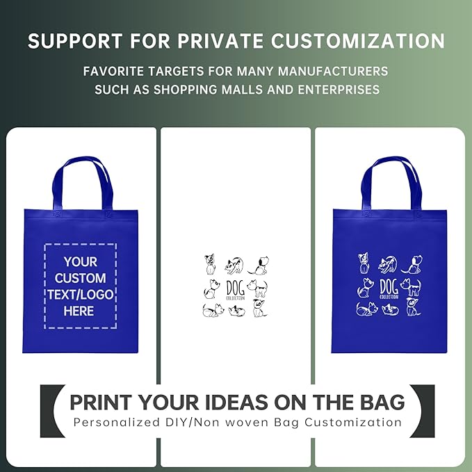 Custom Tote Bags Set of 50, Bulk Pack Grocery Shopping Travel Business Activities advertisement Reusable Bag
